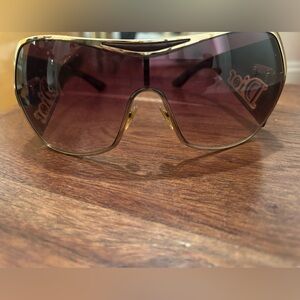 Dior Women's Sunglasses with Gold Frame and Purple Lenses